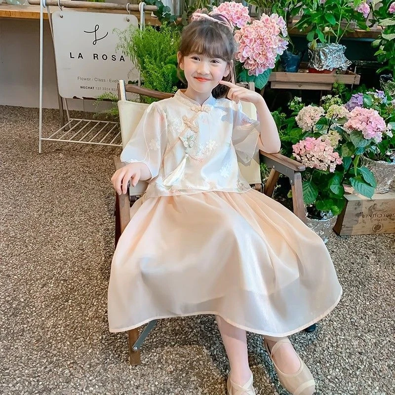 

Girls' Hanfu Dress Set New Style Children's Traditional Chinese Princess Dress Little Girl's New Chinese Style Tang Suit Dress