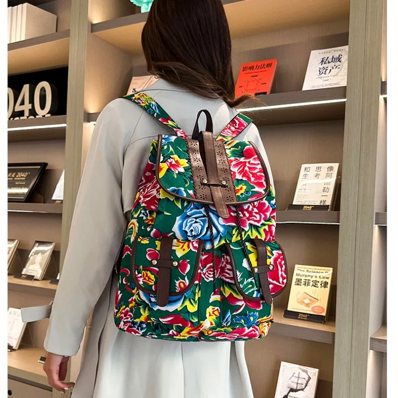 Ethnische Blume Rucksack Mode neue Taschen für Frauen große Kapazität lässig Schult asche Persönlichkeit Muster Tasche süß trend iges Design