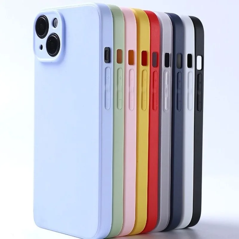 Phone Case For Iphone 14 Plus 13 12 Mini 11 Pro Max Xs X Xr 7 8 Candy Color Original Liquid Silicone Soft Protector Back Cover