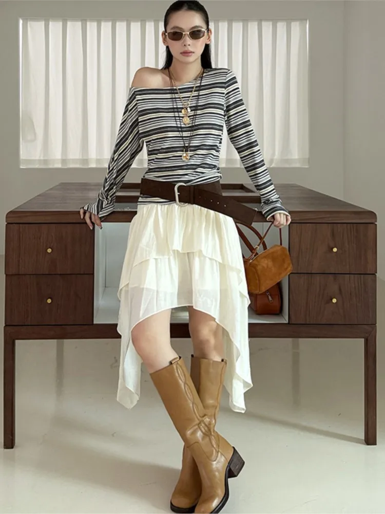 

Irregular Hem Skirts For Woman Solid Color Skirts Loose Trendy All-match Bohemian Simple Style Street Wind Fashion Comfortable