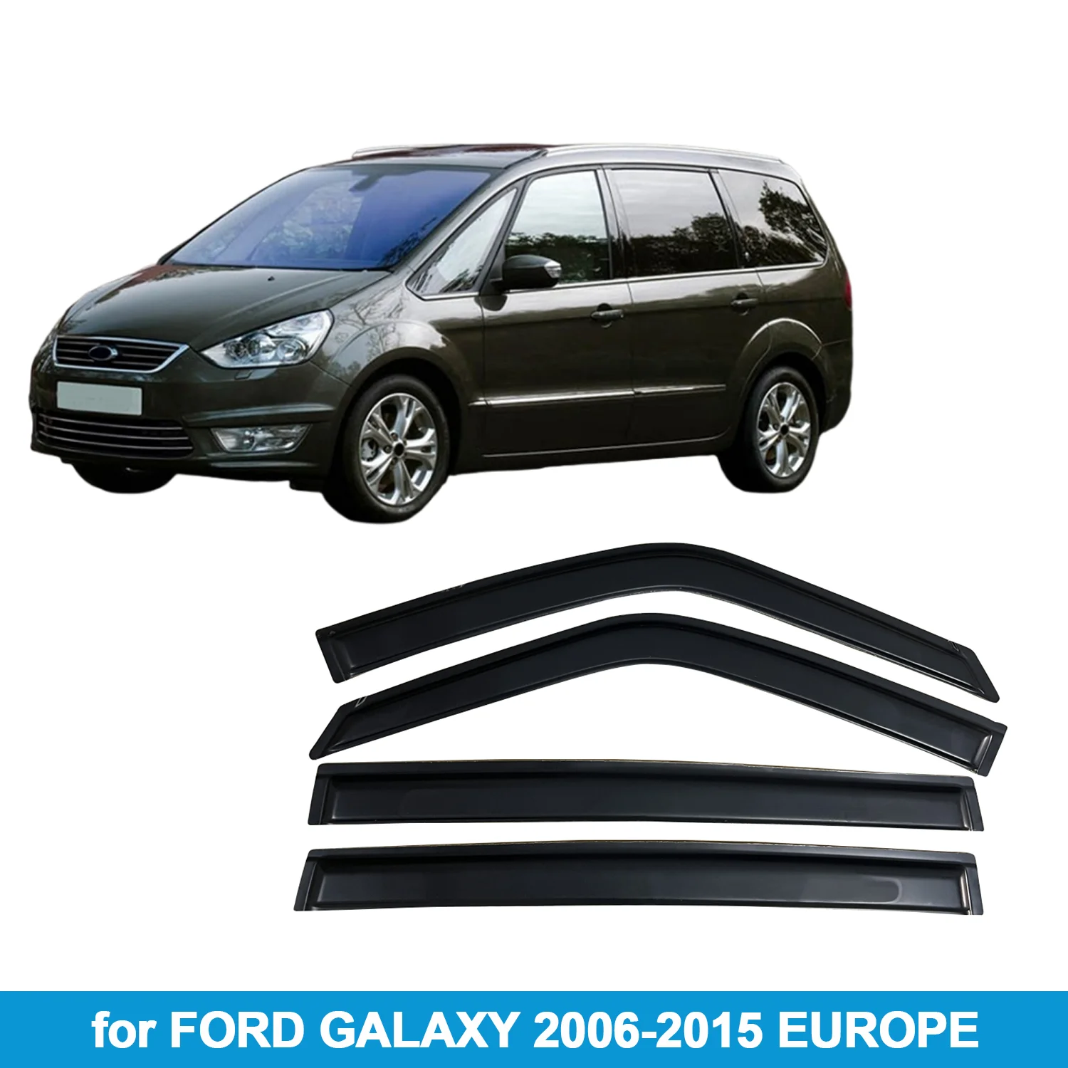 

Window Visor for FORD GALAXY 2006-2015 EUROPE Rain Guard Side Vent Deflector Weathershield Outside-Mount Tape On