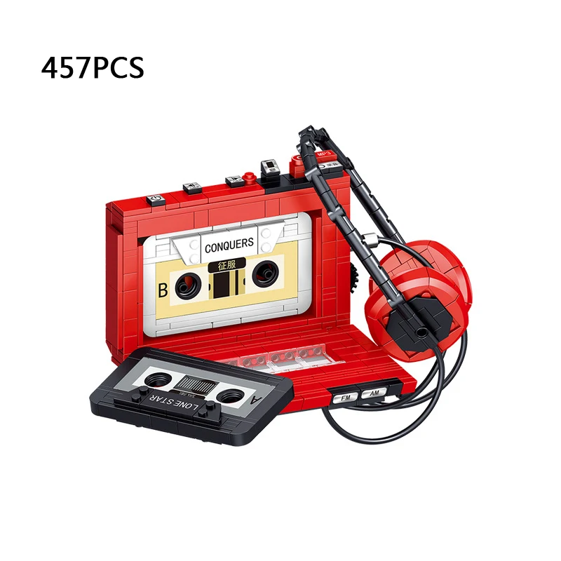 

Classic create Retro Tape recorder mini block headset Walkman model building bricks educational toys collection for kids gifts