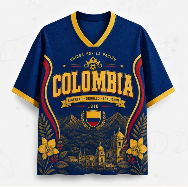 Maillot de football d'été colombien imprimé pour les fans, respirant et léger, adapté aux sports sur le terrain