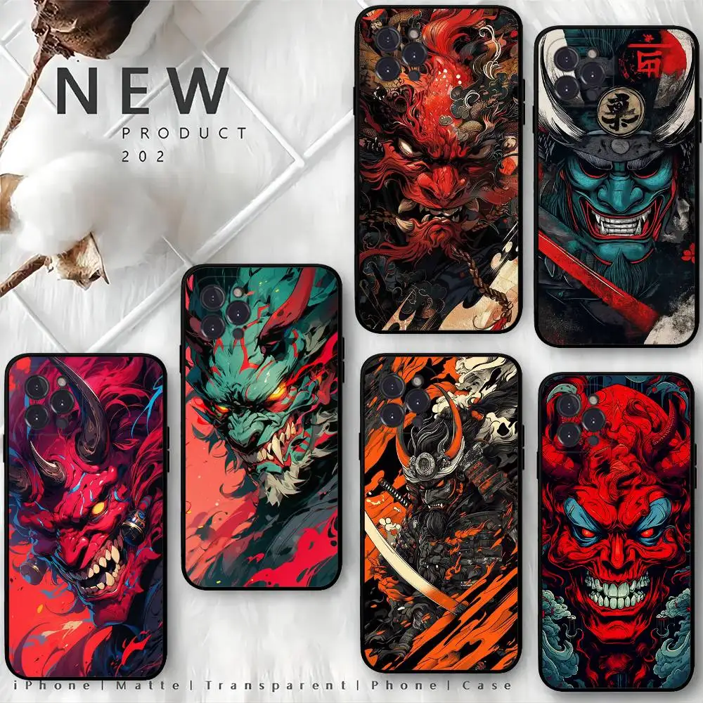 Funda de Teléfono Negra Suave a Prueba de Golpes con Diseño de Samurai Fantasma de Japón para iPhone 17 16 15 14 13 12 11 Pro Max Plus