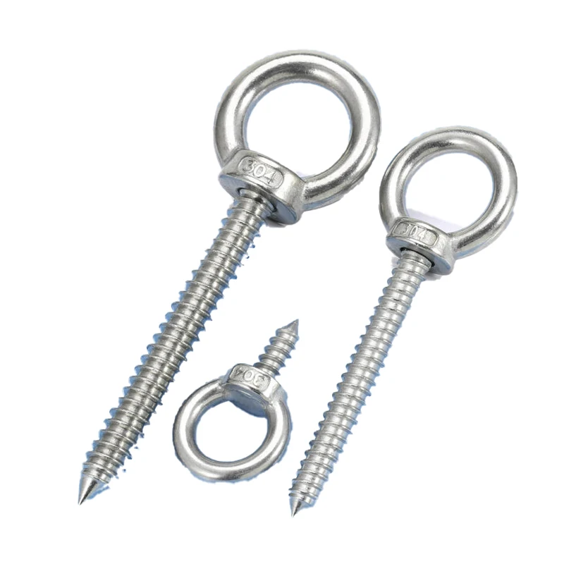 304 Stainless Steel Eye Bolt Hooks – M4-M12 Self-Tapping Ring Screws for Speakers, Wood & DIY Projects