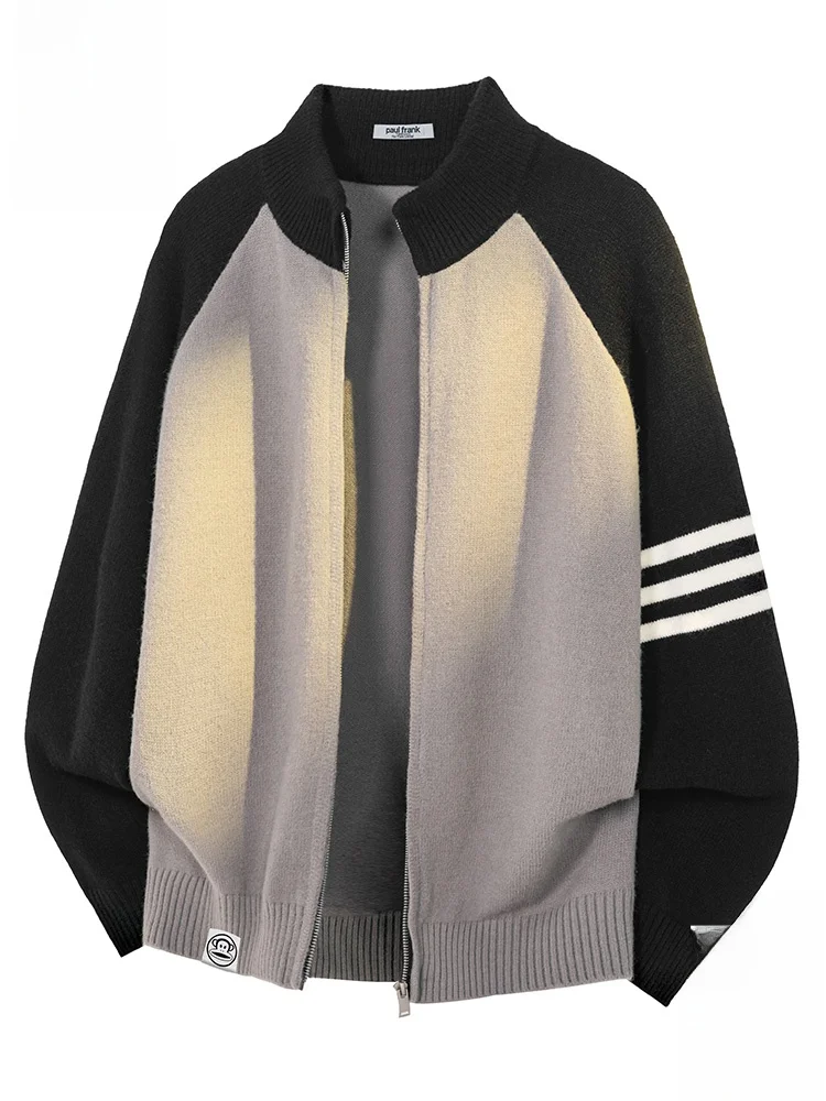 

Мужской свитер Paul Frank Large Mouth Monkey Stripe Collar Color Block, повседневный, свободного кроя, осенний, теплый, вязаный, верхняя одежда