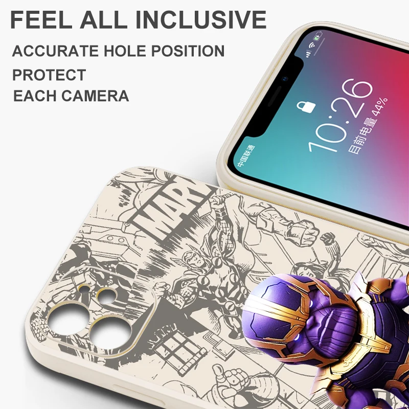 Capa de telefone dos desenhos animados Marvel Thanos Loki Capa de silicone líquido para Xiaomi POCO F5 F4 F3 Pro GT X5 X4 X3 Pro NFC M4 M3 Pro