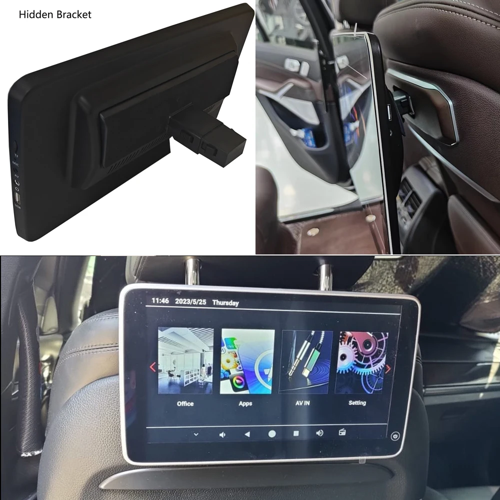 Plug And Play 11.6 Car Headrest Monitor Display IPS Android 12.0 4G+64G Touch Screen For BMW X7 Rear Seat Entertainment System