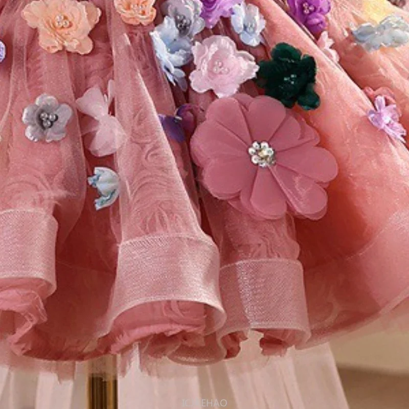 Elegant Dress For Girls Flower Princess Dresses Kids Birthday Party Pageant Gown Piano Recital Host Outfit Children Costumes view 6