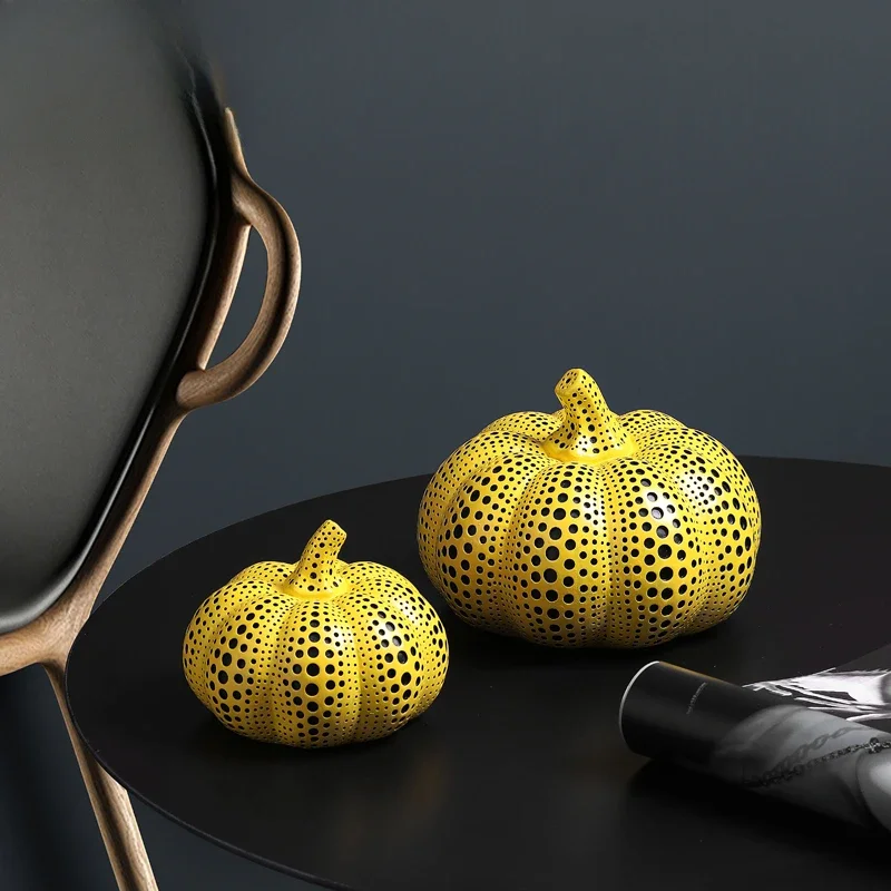 

Polka Dot Art Pumpkin Figurine for Chic Home and Wine Cabinet Decor Minimalist Nordic Office Accessories and Soft Home Decor