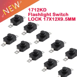 10Pcs/5pcs 1712-KD Push Button Switch 1712KD Flashlight Switch LOCK17X12X9.5MM Table Lamp Switch Flashlight Button Switch ON-OFF