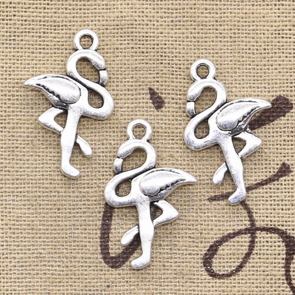 20pcs Charms Single Stand Crane Flamingo 26x16mm Antique Silver Color Pendants DIY Making Findings Handmade Tibetan Jewelry