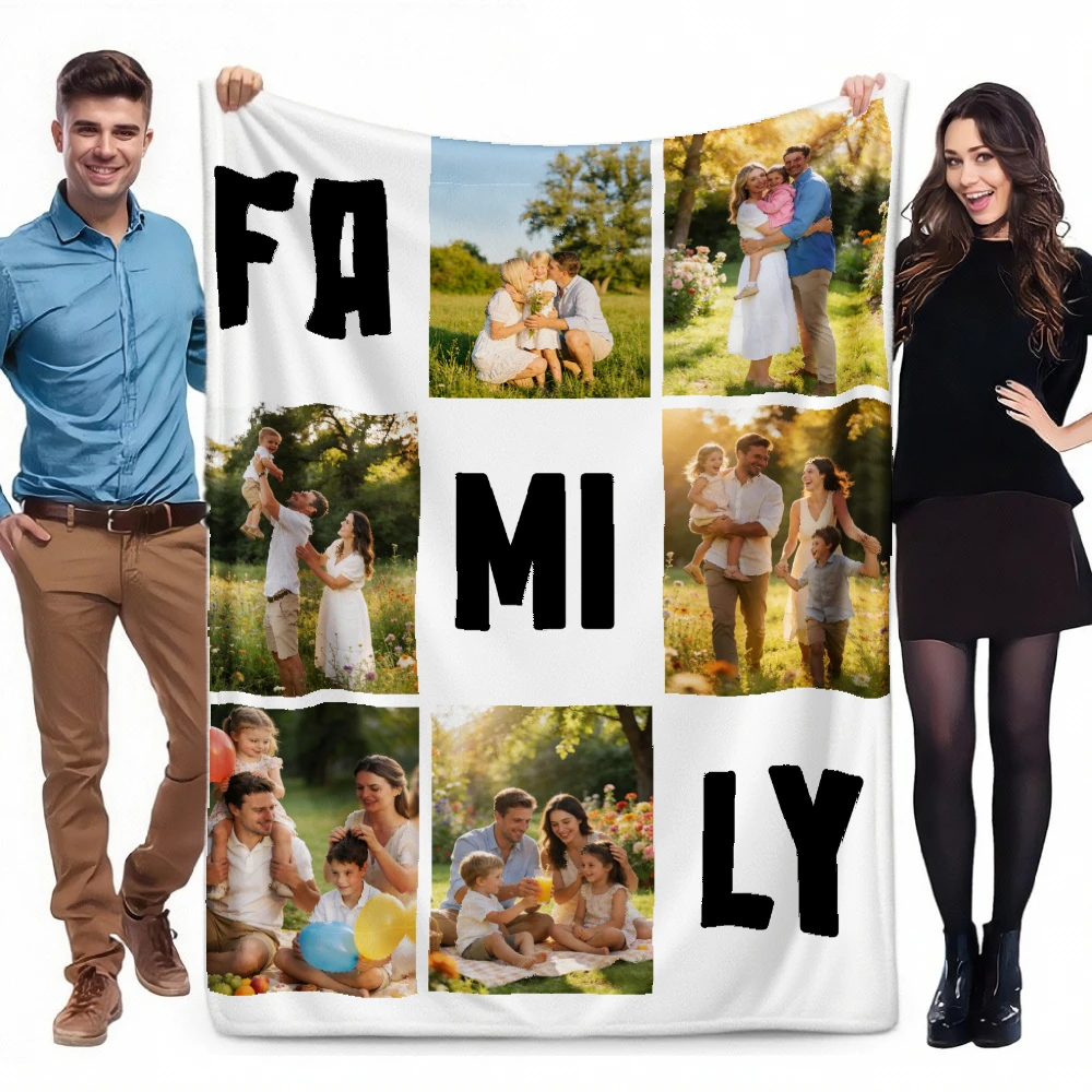 1pc Custom Flannel Blanket, Your Photo Desigin for Anniversary Mom Dad Sis Bro Lover, Valentine's Day Christmas New Year Gift