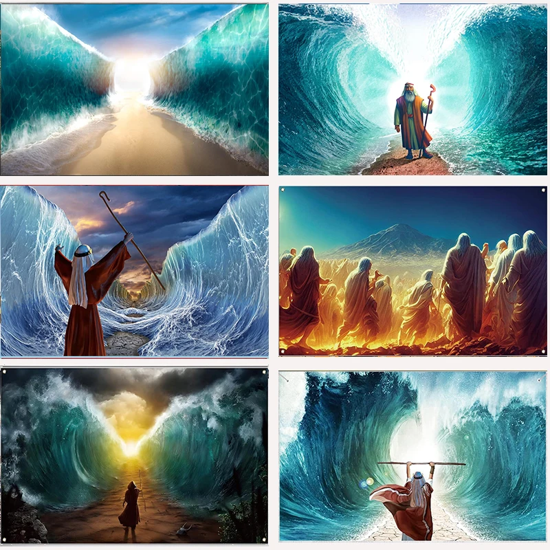 Passover Happy Birthday Party Backdrop Pesach Moses Crossing The Red Sea Jewish Festival Photography Background Wall Decoration