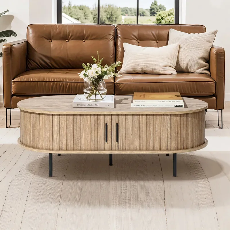 for Modern Rolling Shutter Door Coffee Table European American Style Living Room Storage Panel Furniture Dining Tea Table