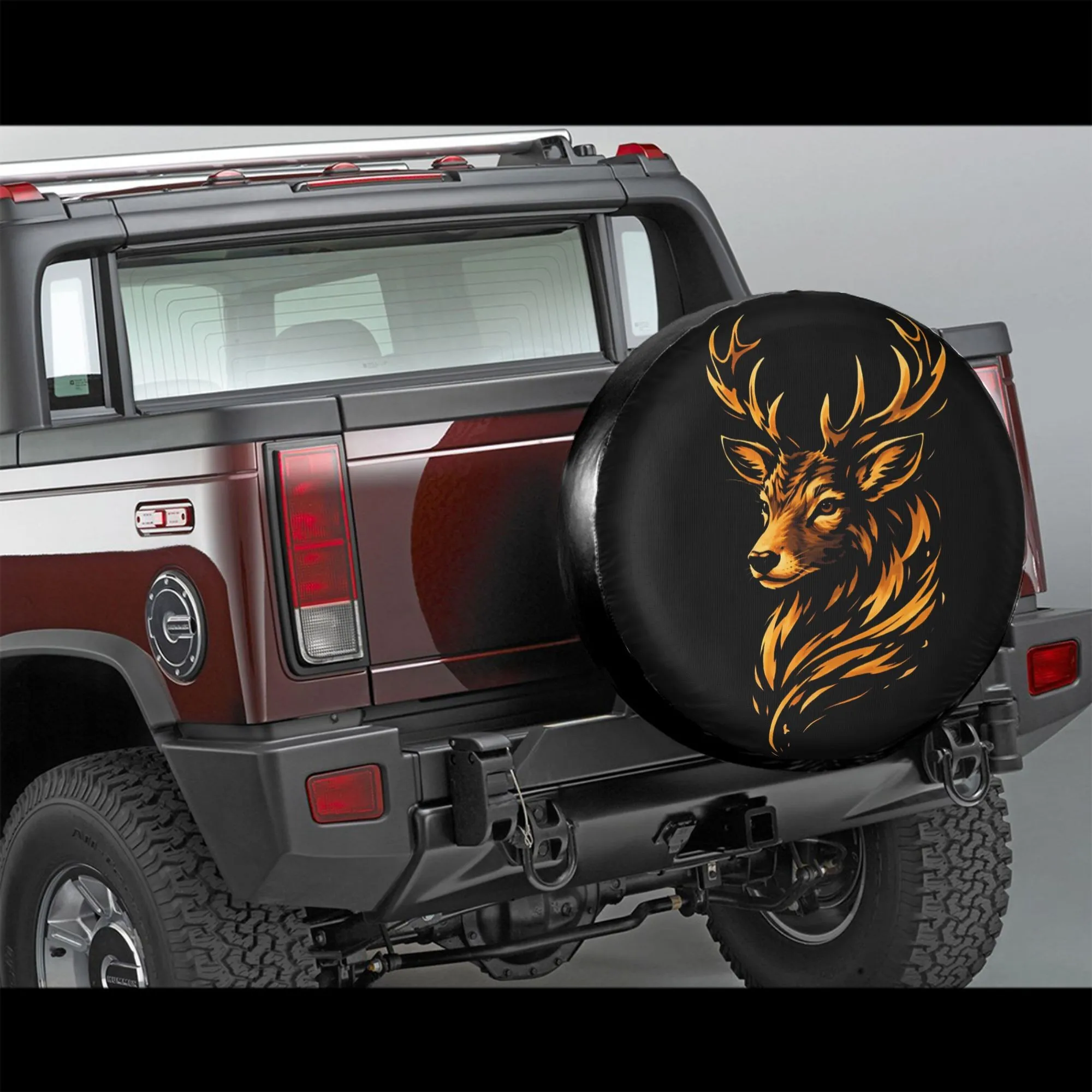 Gilded Deer Head Spare Tire Cover Durable Polyester Waterproof Full Protection SUV Accessory