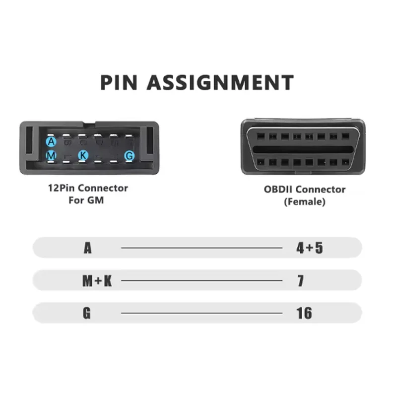 For GM 12 Pin OBDII OBD2 Auto Diagnostic Connector Adapter Cable GM12 to 16 Pin Cable Car Diagnostic Auto Tool Scanner