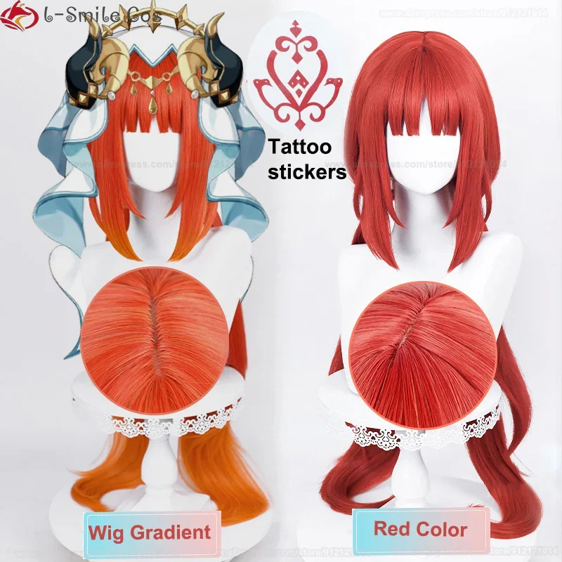 

Game Sumeru Nilou cosplay wig Nilou 80cm long red heat resistant synthetic hair Halloween party wigs wig cap