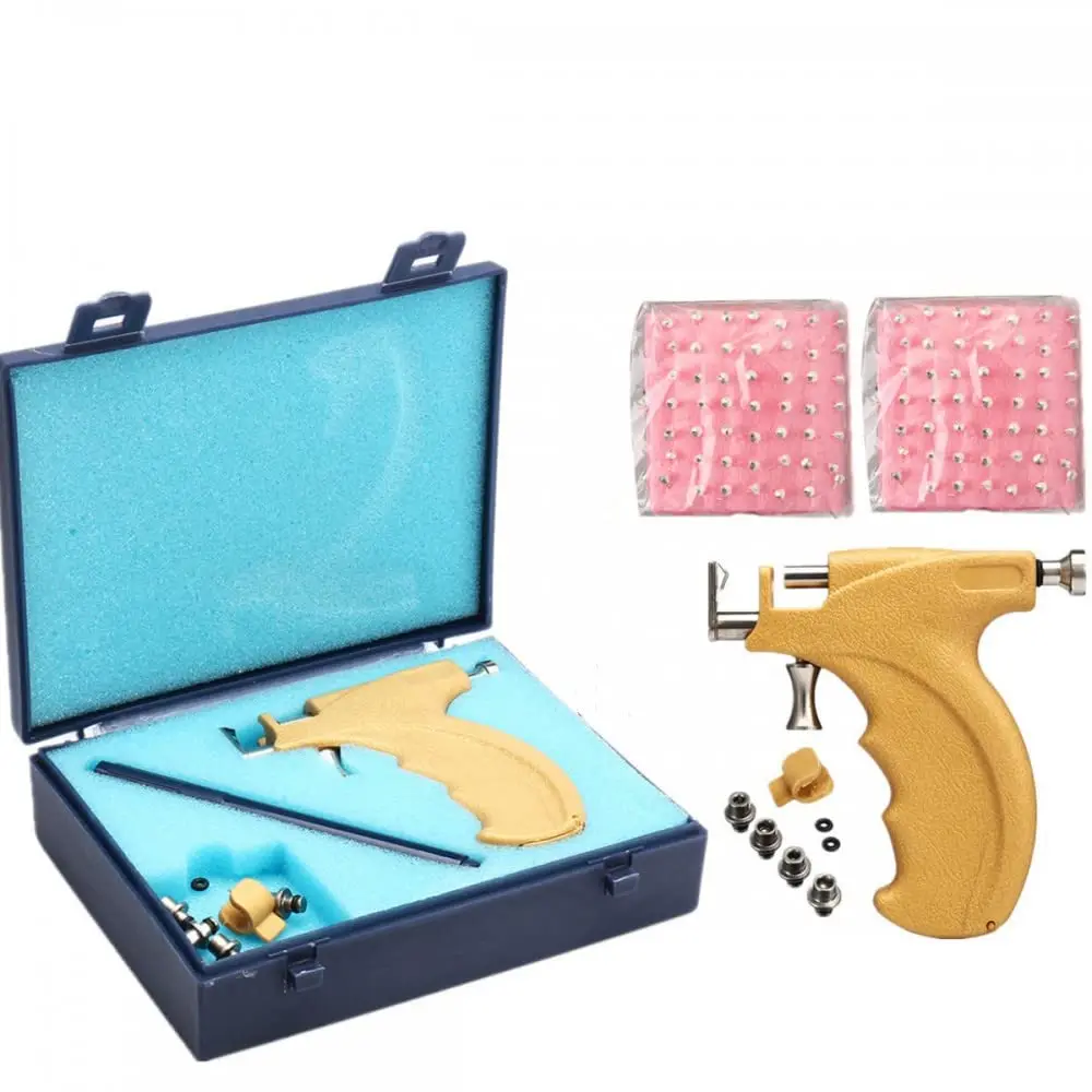 3mm/4mm/5mm Ear Piercing Gun Pierce Metal Kit Tool With 98 Free Studs