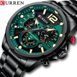 CURREN Luxus Marke Sport Armbanduhren für Mann Leuchtende Quarz Uhren Casual Chronograph Edelstahl Männliche Uhr