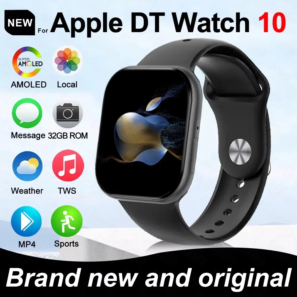 2025 New for Apple DT Watch 10 Smart Watch Men HD AMOLED 4GB Memory Music 3D Surround Bluetooth Call Waterproof Smartwatch Woman