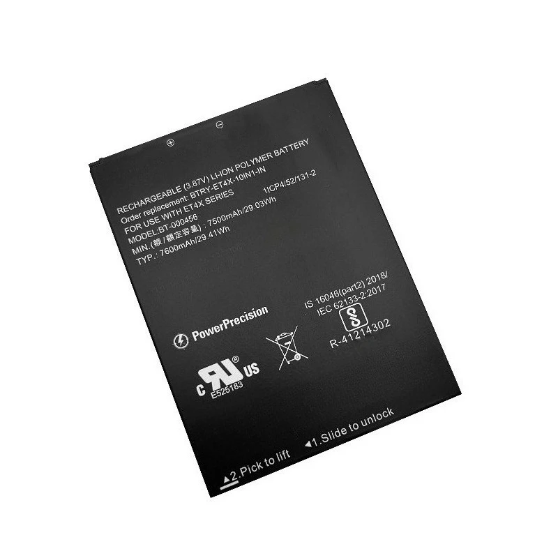 BT-000456 3.87V 7500mAH voor Zebra BTRY-ET4X-10IN1-IN Scannen Gun Terminal Batterij