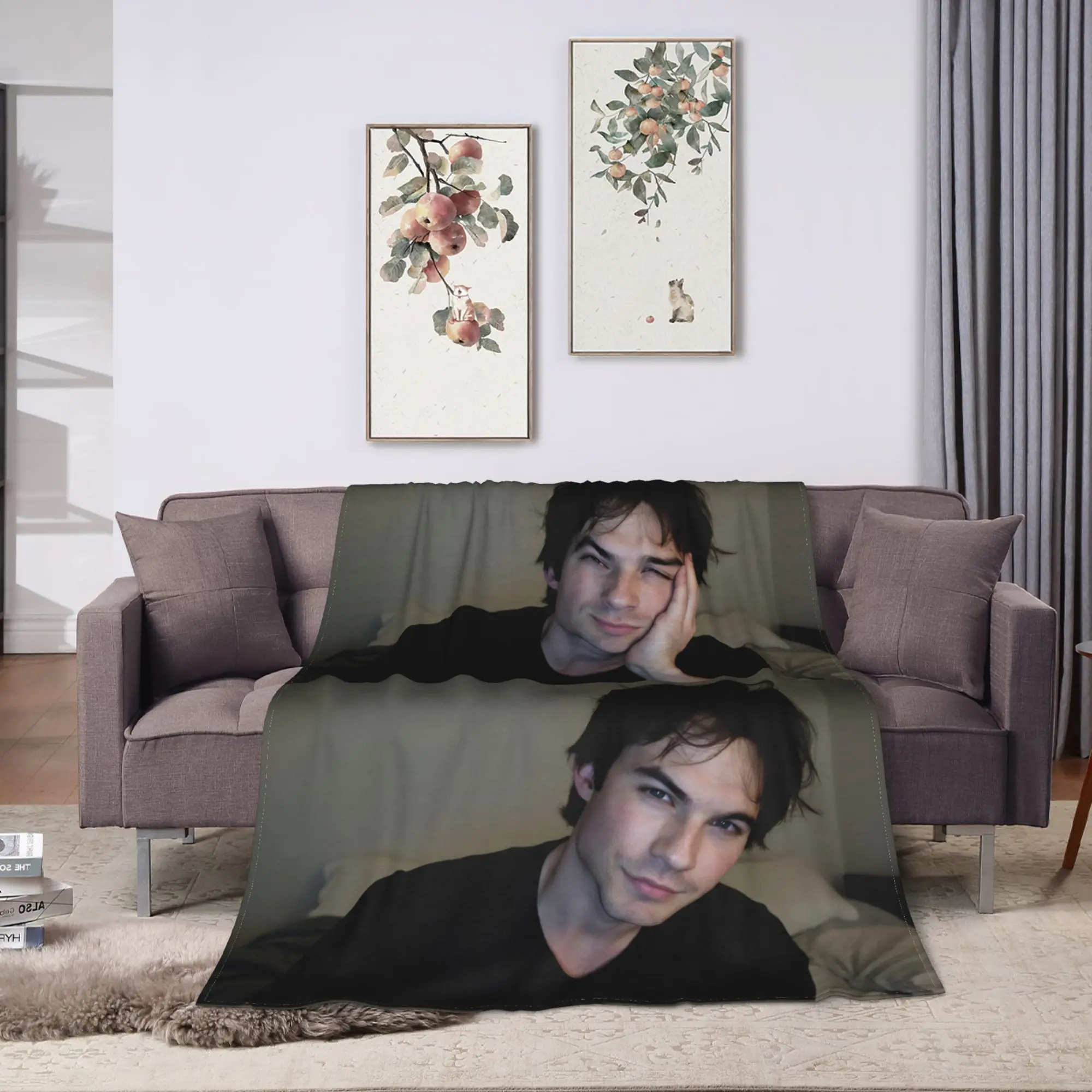 Damon Salvatore The Vampire Diaries  Soft Warm Blanket  Boy Girl Plush Throw Couch Chair Flannel Bedspread Sofa Bed Cover