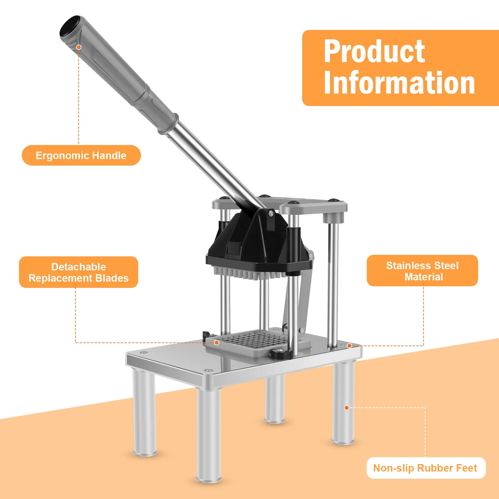 Manual Fries Machine Commercial Vegetable Fruit Meat Chopper Dicer Cutting Machine Stainless Steel Potato Cutter French Slicer