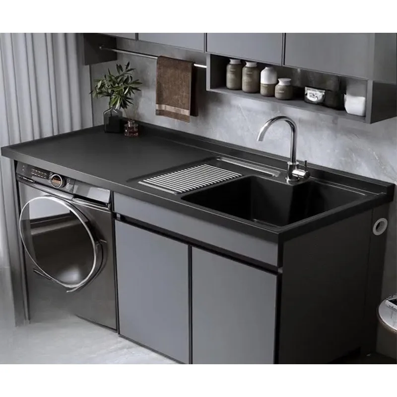 Roller washing machine integrated cabinet balcony significant other bathroom quartz stone washbasin laundry sink washboard