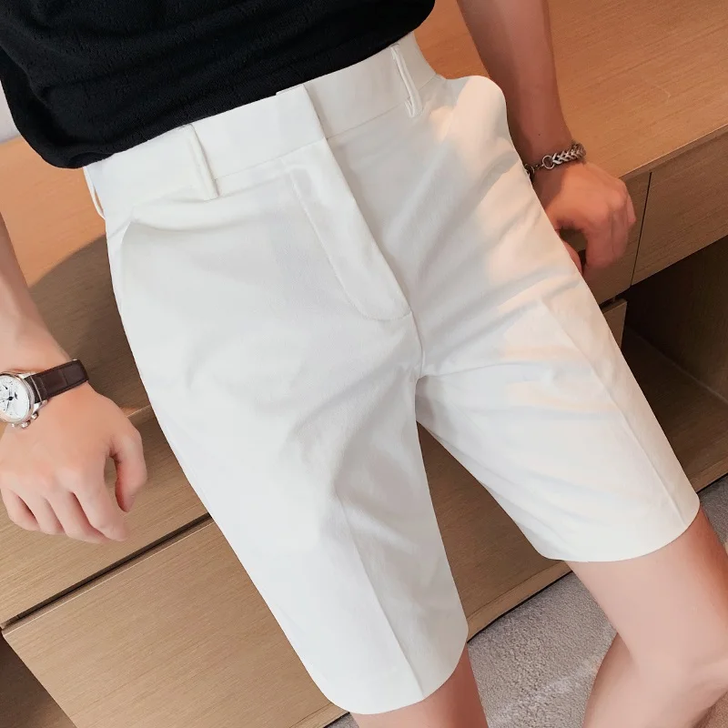 

Summer Thin Five-Quarter Men's Suit Pants Versatile Casual Briti Sle Mid-Waist Straight Leg Youthful Energy Basic Colors