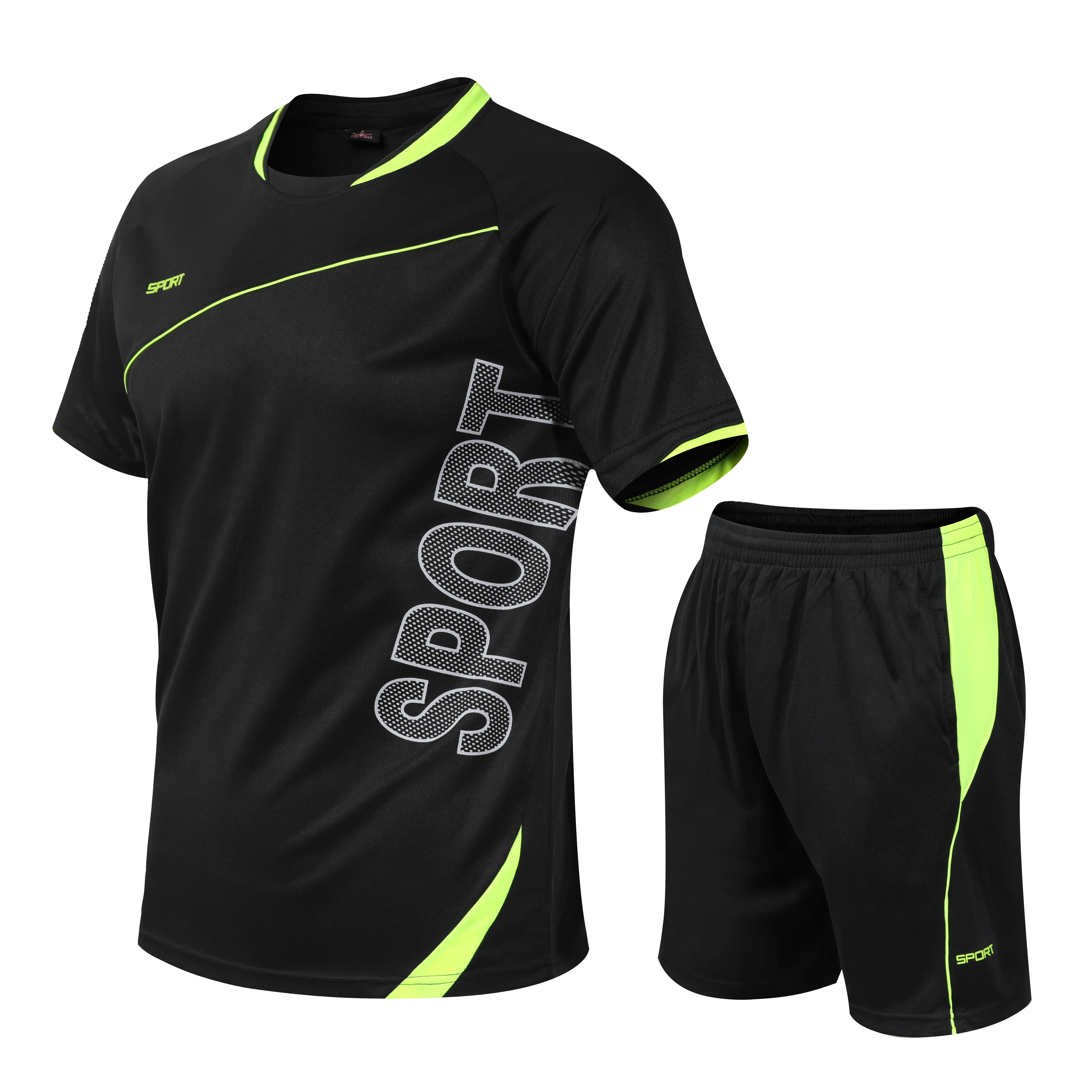 2024Summer men\'s sports set, outdoor fitness running basketball, short sleeved T-shirt and shorts, loose and quick drying