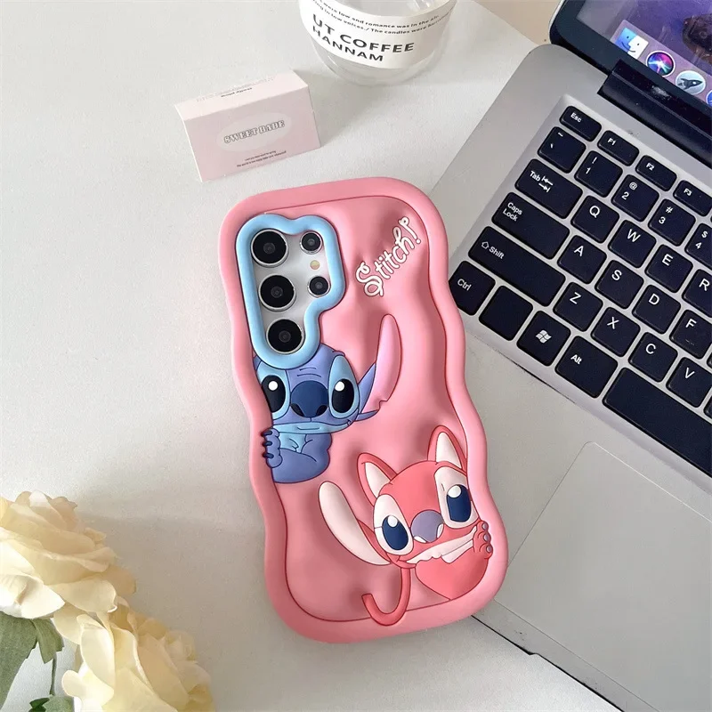 Kawaii الكرتون غرزة زوجين قضية الهاتف لسامسونج غالاكسي S25 S24 S23 S22 S20 S21 الترا زائد FE A54 سيليكون غطاء مقاوم للصدمات