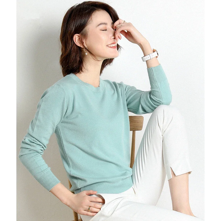 MRMT 2025 Brand New Womens Sweaters Bottoms Ladys Women Sweater Thin Long-Sleeved O-Neck Wool Woman Sweaters Knit Pullover