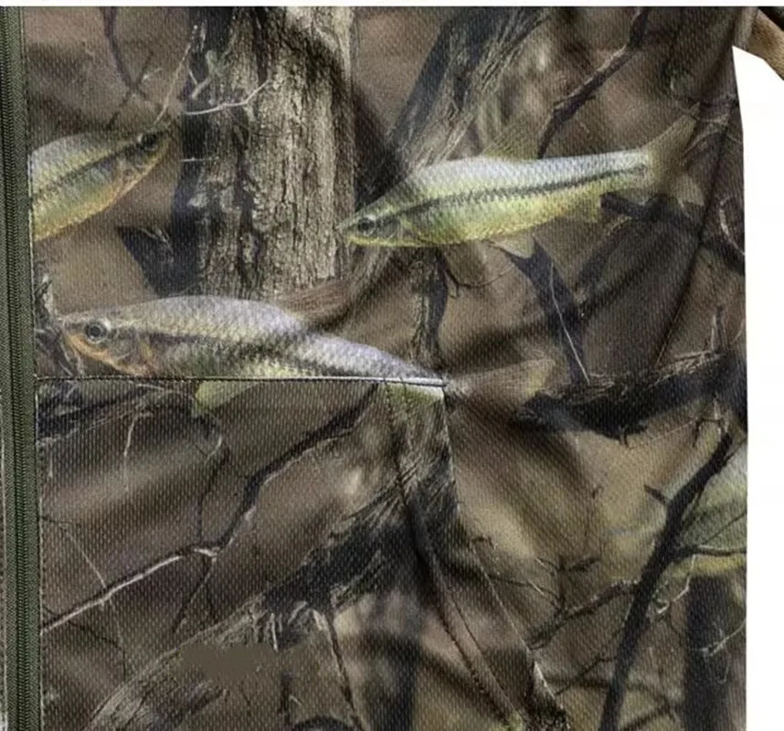 Summer Lightweight Thin Men's Sun Protection Fishes Bionic Camouflage Fishing Hoodies Elastic Breathable Polyester Sports Top