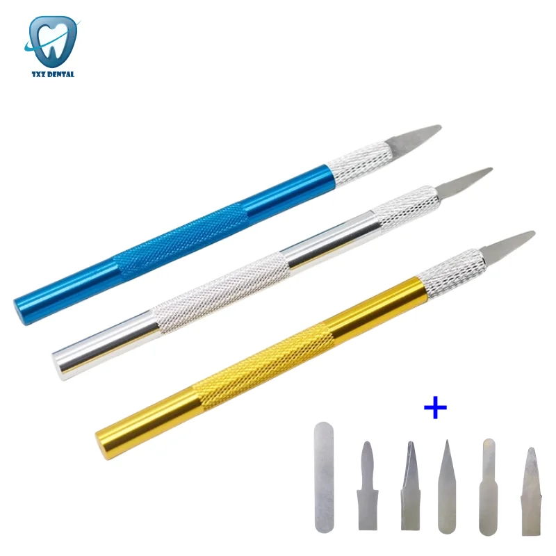 3Pcs/Set Dental Resin Veneer Retouching Tools Ultra-Thin Retouching Pen Scalpel Blades And Handle Dental Laboratory Materials