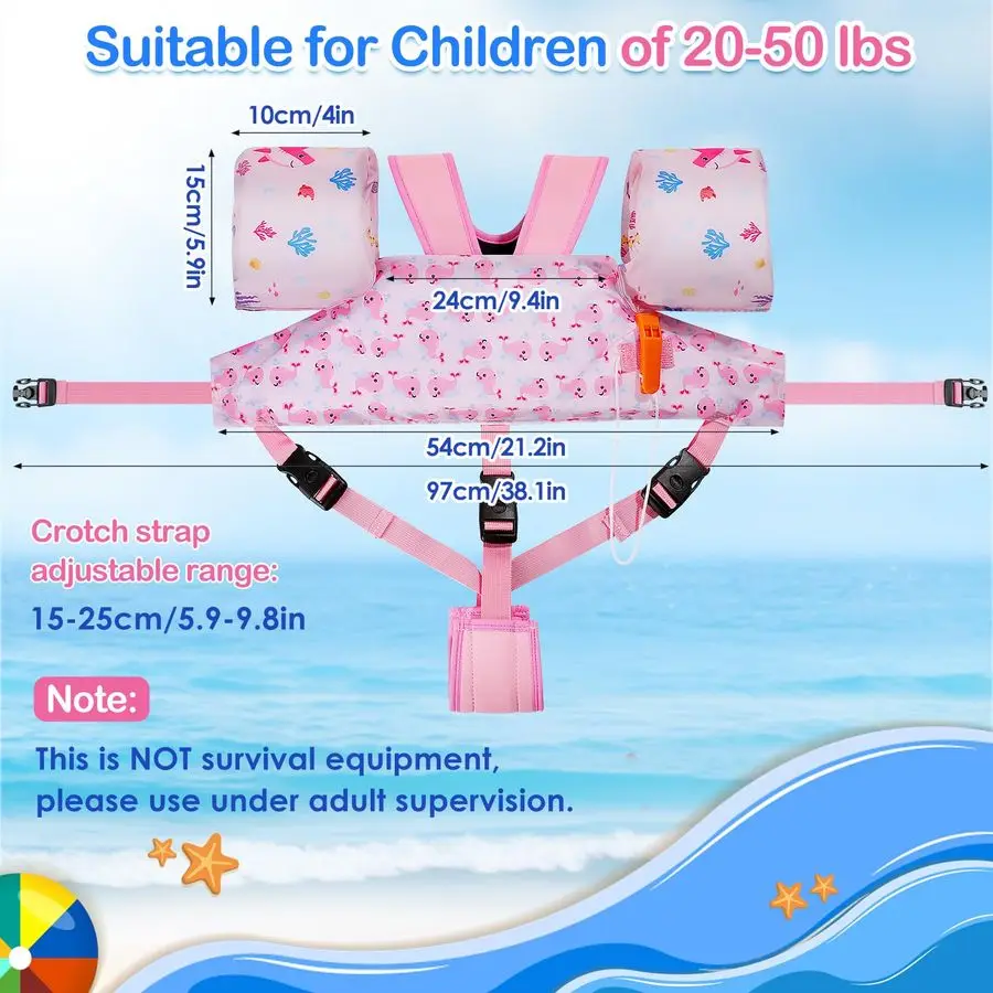 Brassard de natation pour enfants de 203050 lb, gilet de bain pour tout-petits, dessin animé mignon, ailes d'eau de natation, manches flottantes de piscine pour enfants