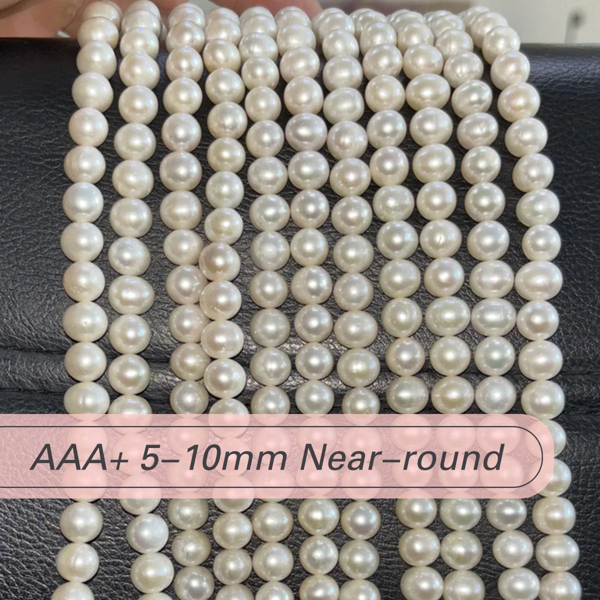 AAA+ 5-10mm Natural Freshwater Pearl High Luster Near-round Beads Charms for DIY Women Men Necklace Jewerly Making Accessories