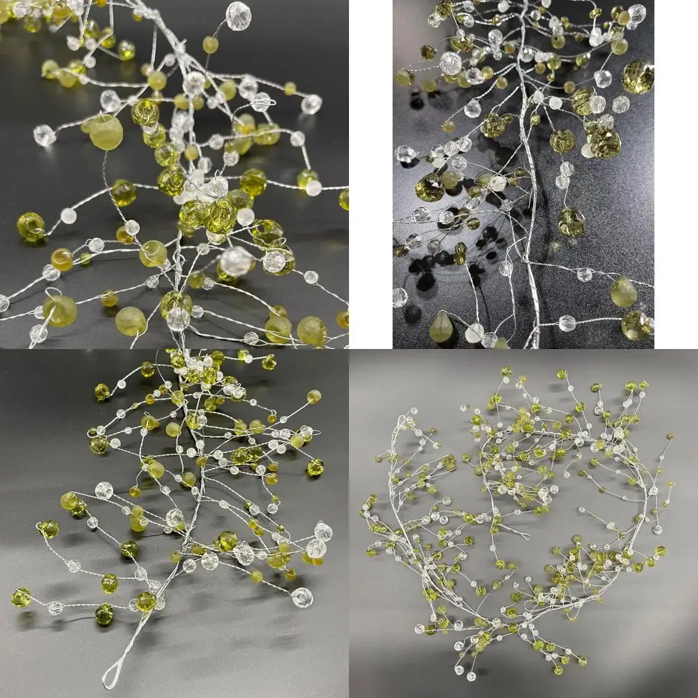 

Акриловая хрустальная бриллиантовая гирлянда с матовыми бусинами и блестящей нитью из драгоценных камней — декоративная проволочная веревка для мероприятий и торжеств