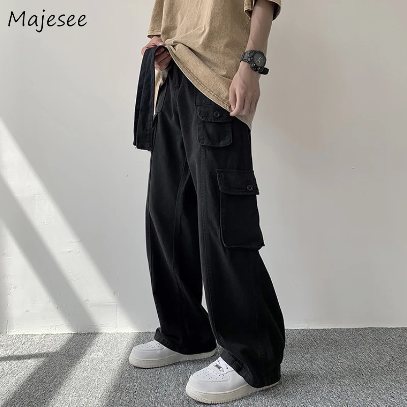 

Pants Men Pantalones Multi Pockets Cargo Trousers Design High Street Teens Hip Hop Japanese Retro All-match Personality Ulzzang