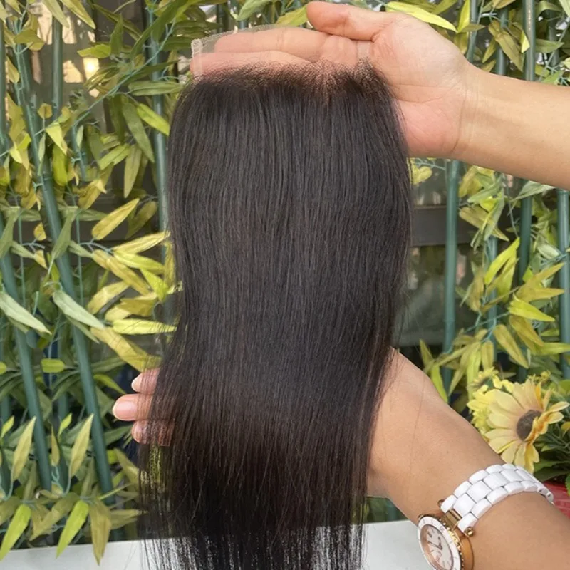 

5x5 Прозрачная кружевная застежка Прямые человеческие волосы 10-20 дюймов Прозрачная швейцарская кружевная застежка Чистая ручная завязка 100% человеческие волосы 150%