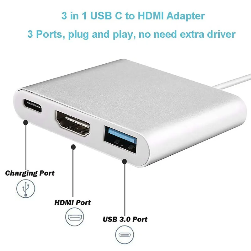 Conversor de cabo adaptador USB-c para apple, multiport av digital, hdmi e usb, novo fw3