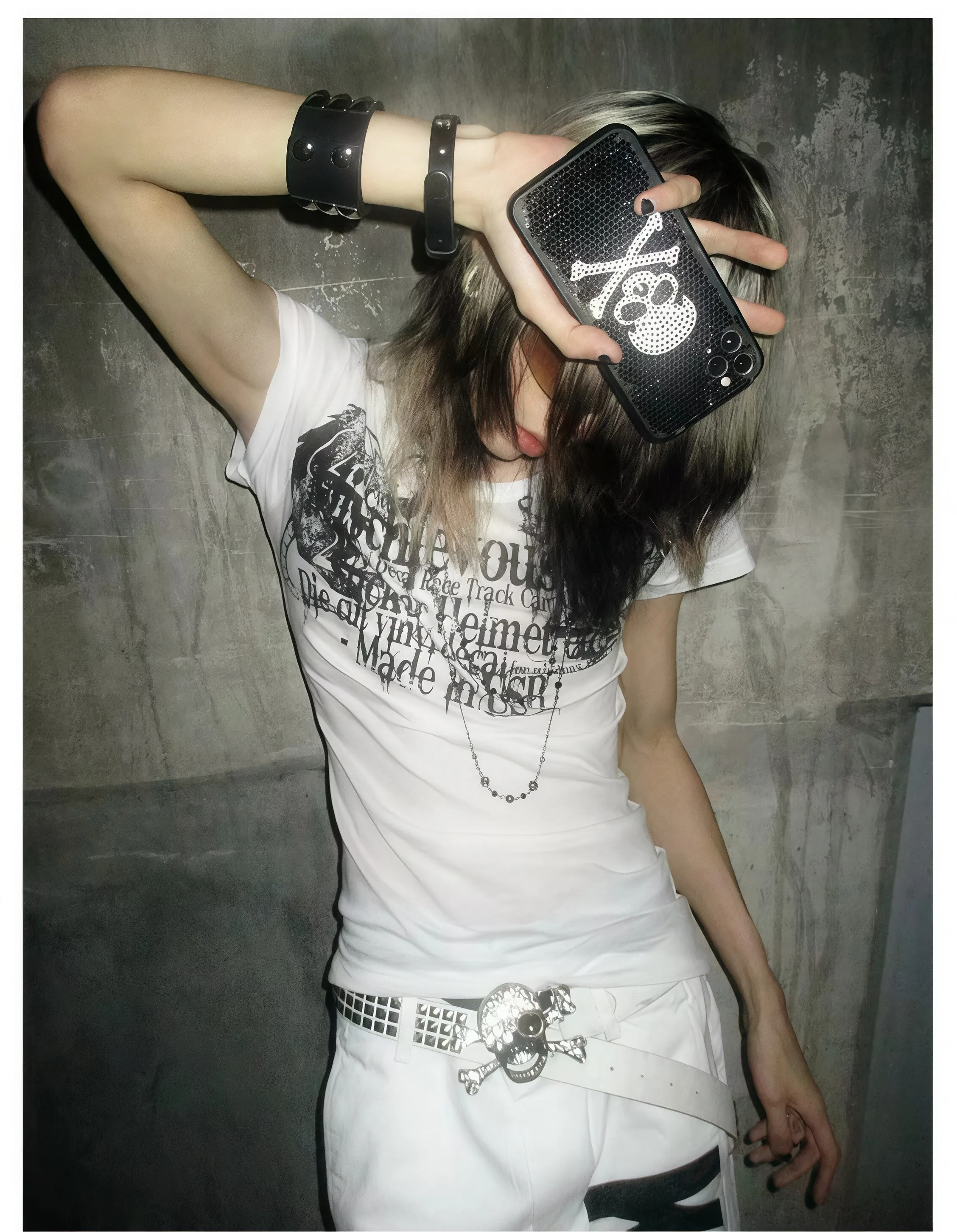 Women Goth Punk Graphic T‑Shirt Round Neck Short Sleeve Vintage Letter Print Slim Fit Emo Rock Streetwear Tee Top
