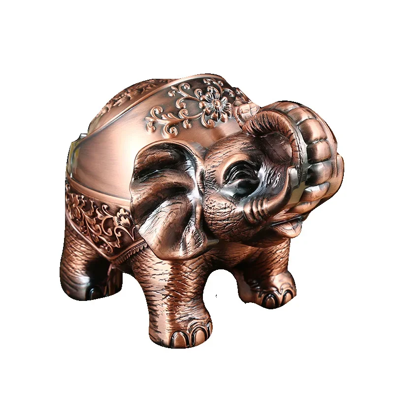 Creative and personalized trend Nordic metal elephant lid ashtray, home living room anti fly ash ashtray