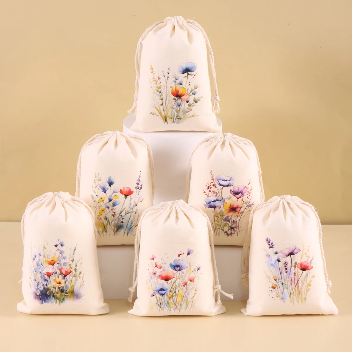 6 Stück Baumwollbeutel mit Schmetterlingsmotiv, Frühlingsparty-Geschenkverpackung, kleine Baumwollbeutel, Heimverpackungsbeutel, DIY-Geschenke für den Urlaub – Detail 2