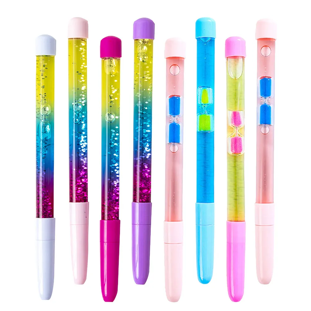 

8Pcs Adorable Gel Pens with Quicksand Design Fairy Wand Shape Compact Writing Tools for School Smooth Flow Ink