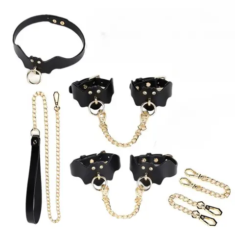 BDSM Training Toy Bondage Sets Cosplay Unisex  Restraint Bondage Set Genuine Leather Collar Whips Handcuffs Sex Toys for Couples