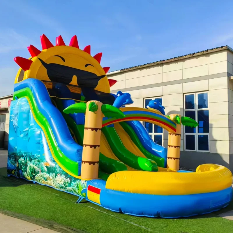Heavy Duty Sun Inflatable Water Slide with Pool Interactive Summer Kids Water Park Equipment for Commercial Playground