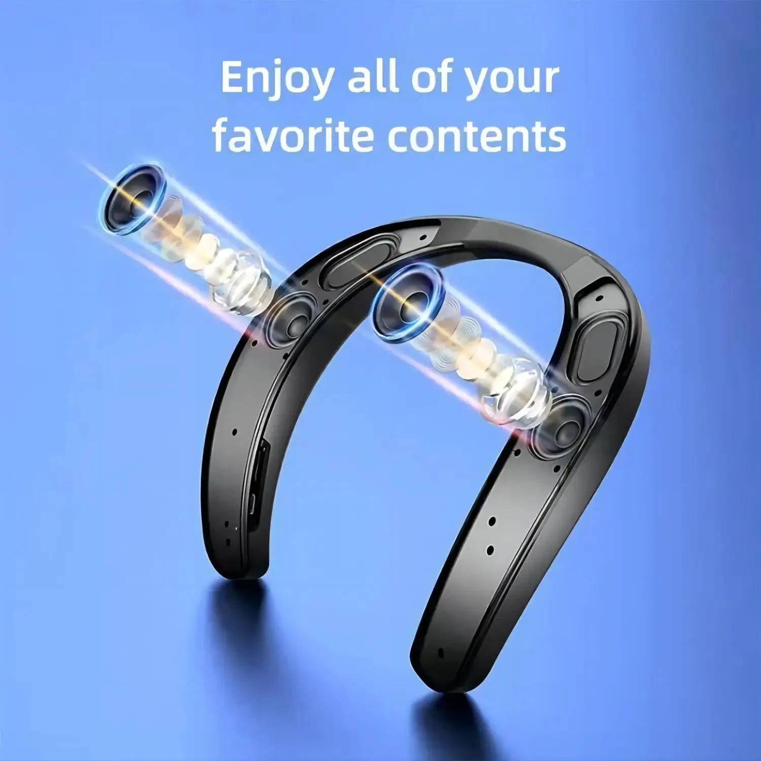 

Портативная Bluetooth 5.0 колонка на шею с объемным звуком, стерео, для игр, для улицы, Hi-Fi, со встроенным микрофоном, с регулировкой угла наклона