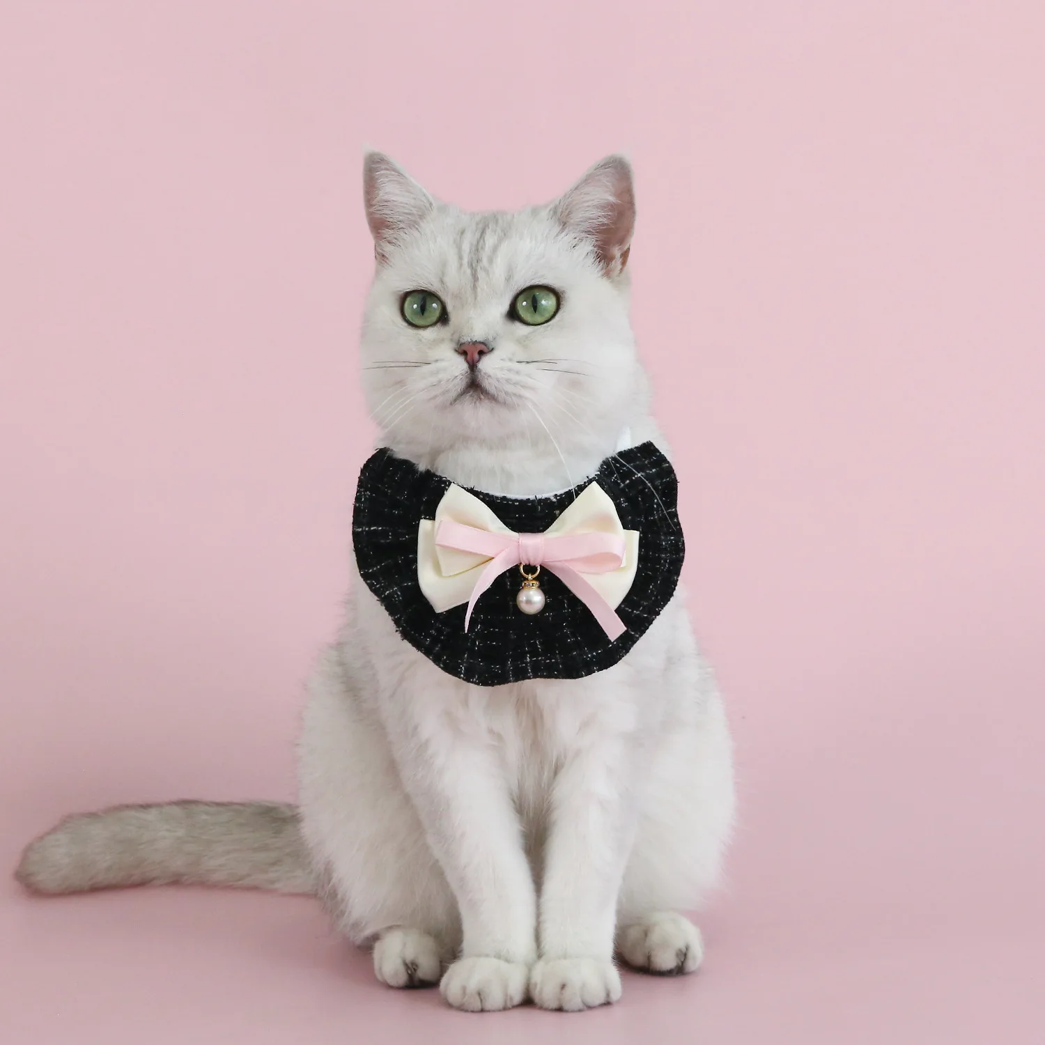 Haustier Katze Strickmütze Set Prinzessin duftende Baskenmütze Perle Schleife Blume Hund Hüte Paddel Set für Teddybär Welpen Katze Party Dress Up – Detail 12