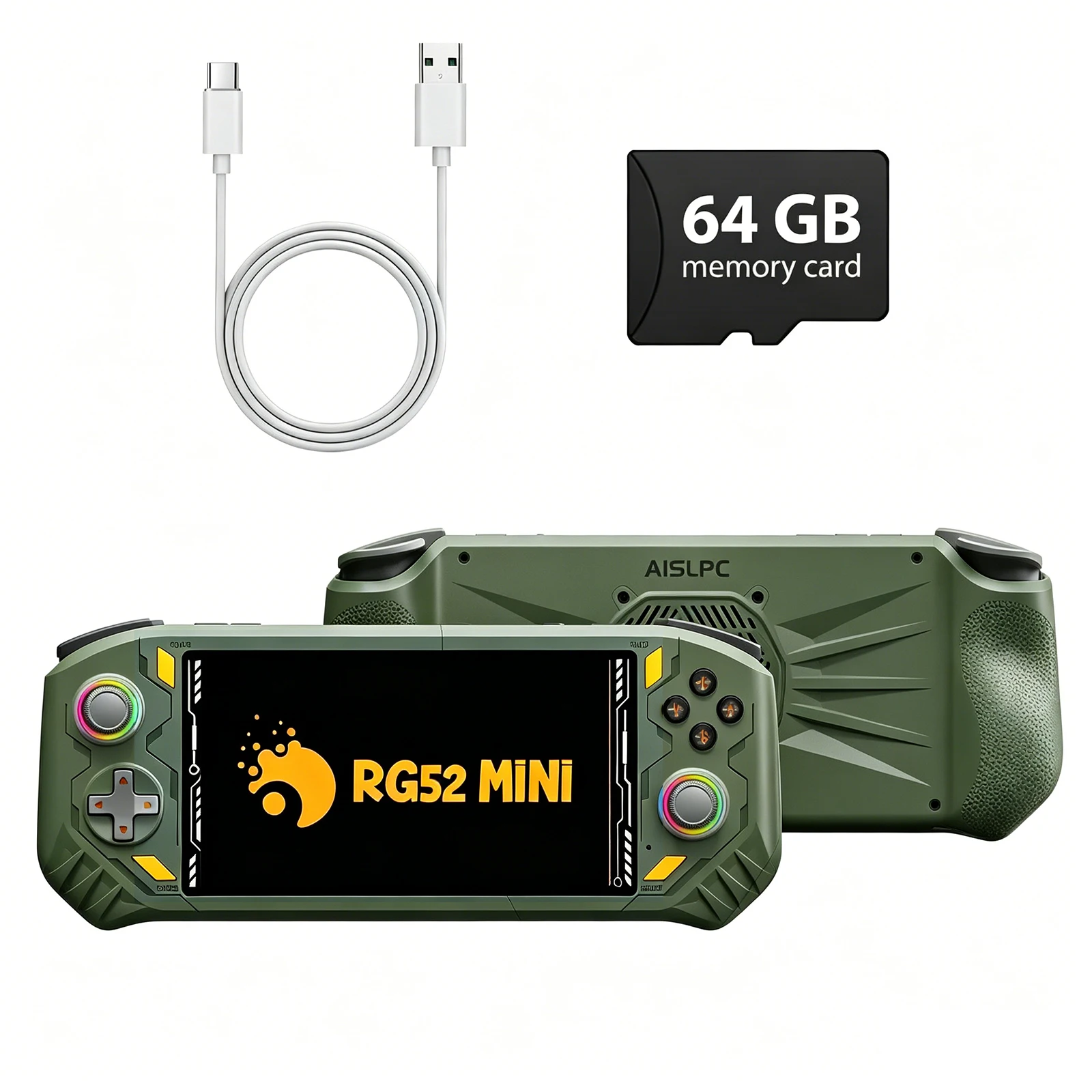 RG52 Mini Retro Handheld Game Console 5.5 Inch IPS Screen EmuELEC&RGBOX Dual System 22000+ Games WIFI Playing Potable Video Game